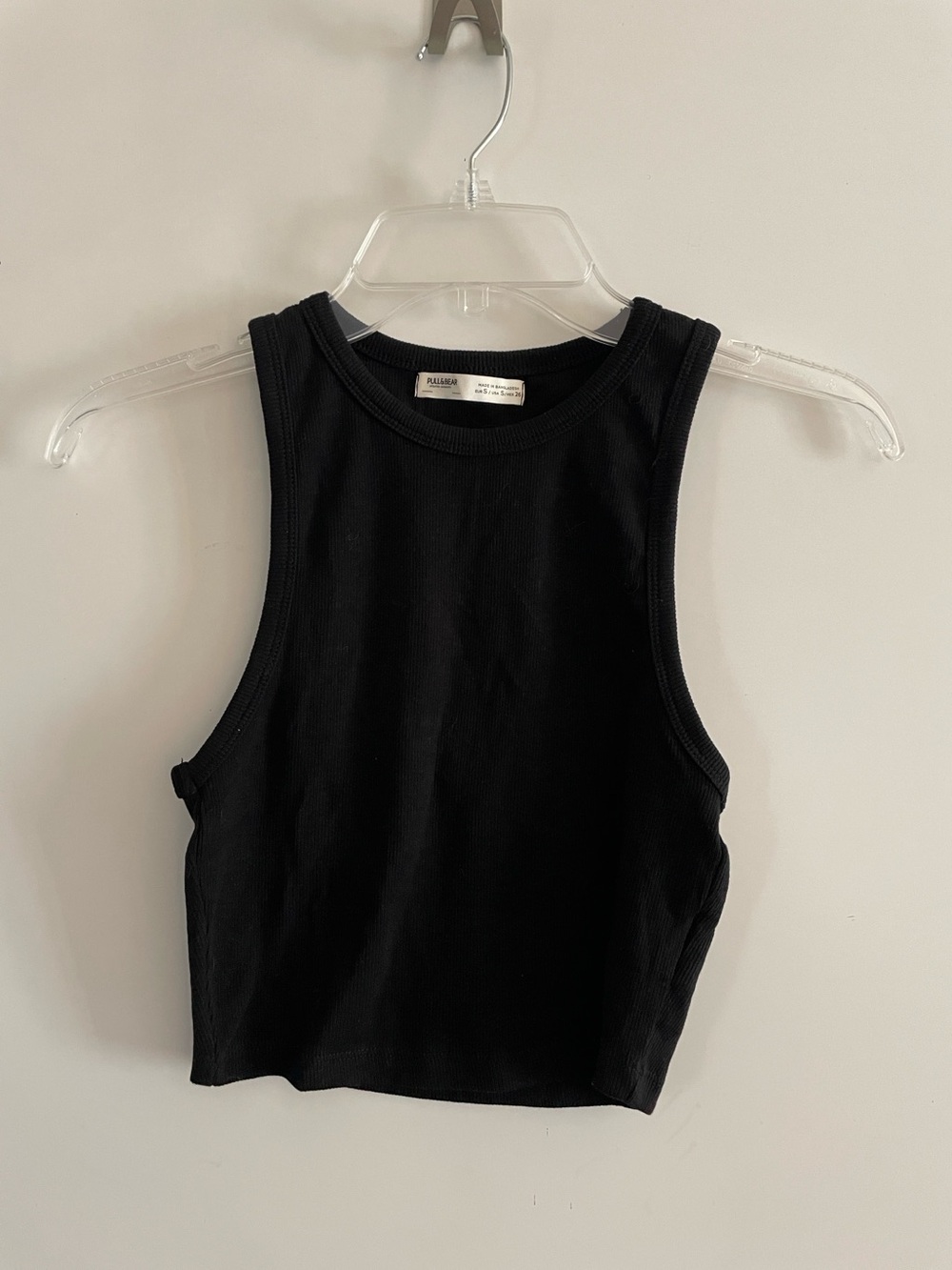 Pull & Bear Black Cropped Tank Top Shirt
